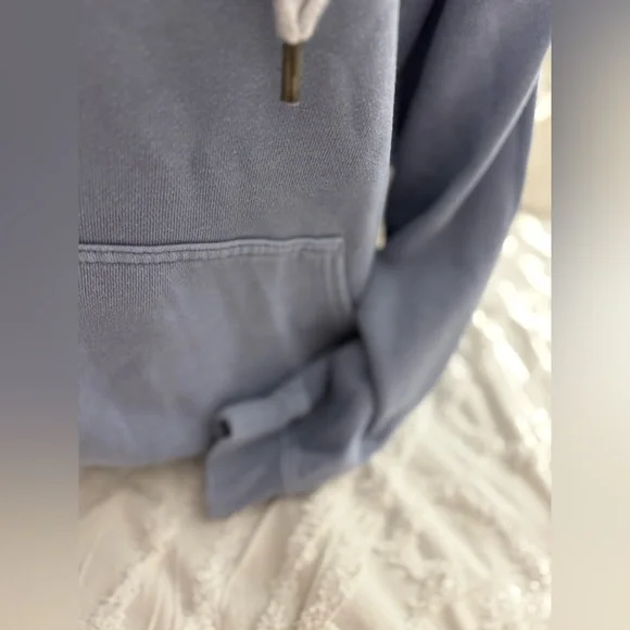Aerie Blue Hoodie with Cream Drawstrings - Picture 5 of 10